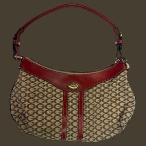 GUESS Hobo Red and Tan Monogram Purse Y2K